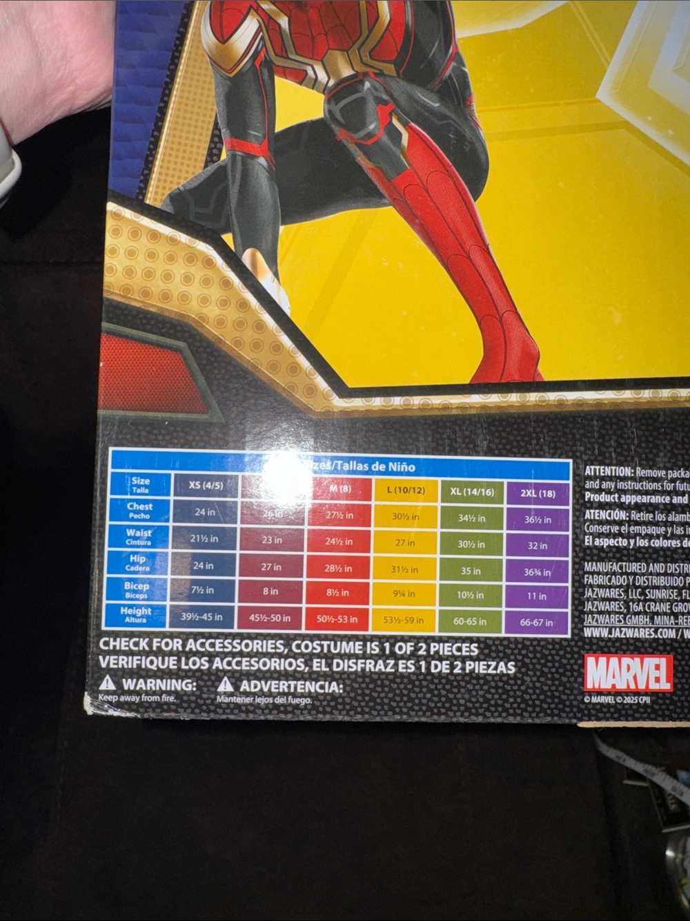 New Marvel Spider-Man Boys' Red and Gold Costume size Large (10/12) - Picture 3 of 3